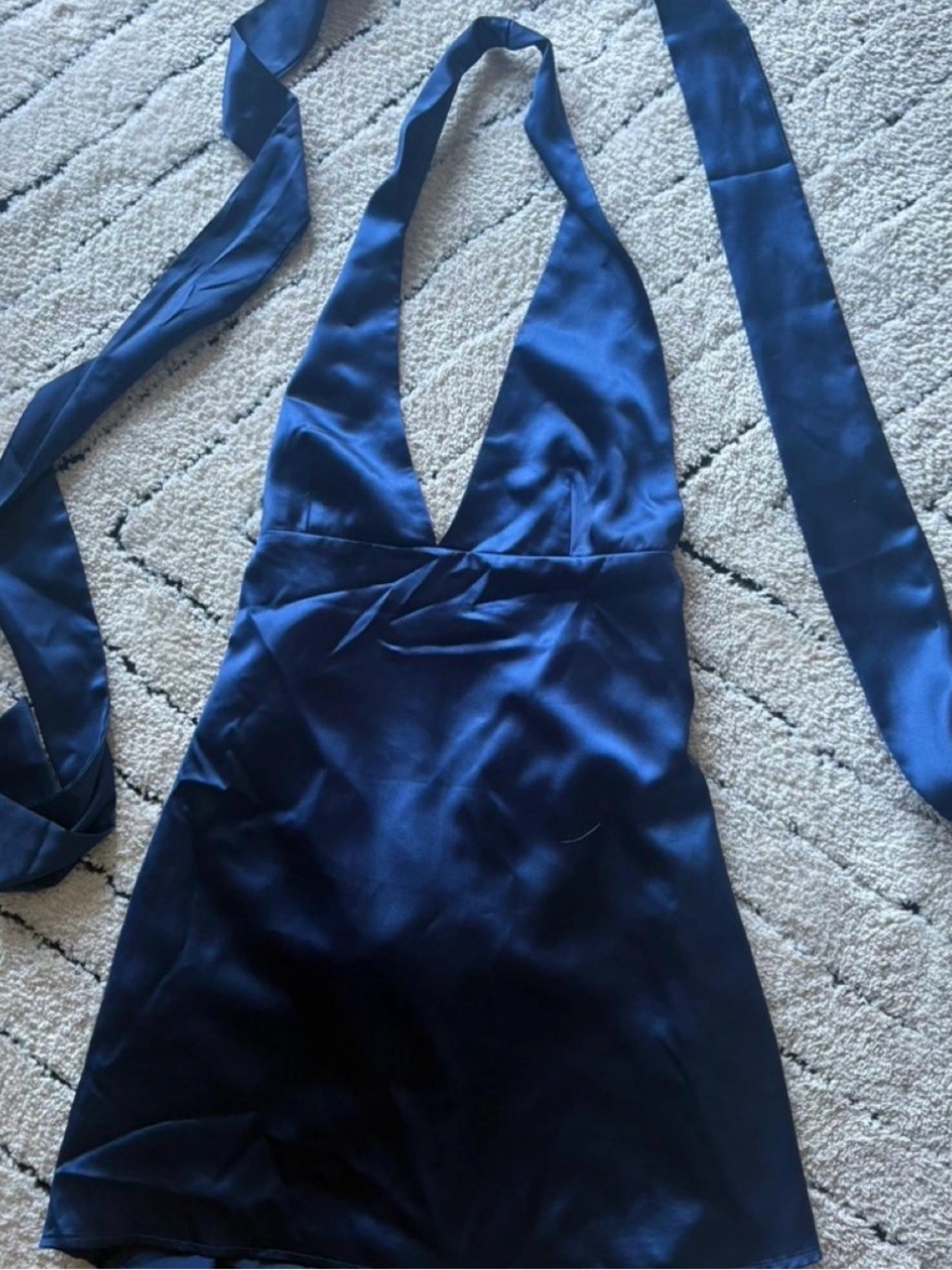 Navy Alicia Satin Halter Mini Dress - Picture 5 of 7